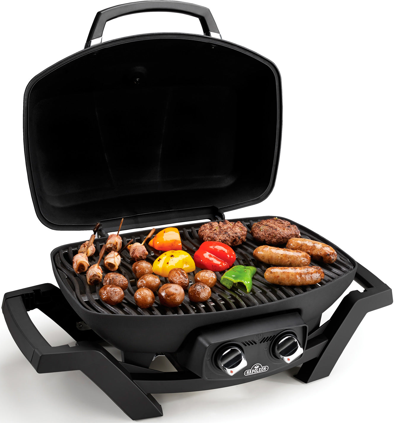 Kompakt gassgrill TravelQ PRO285 svart 2 brennere med sidebord