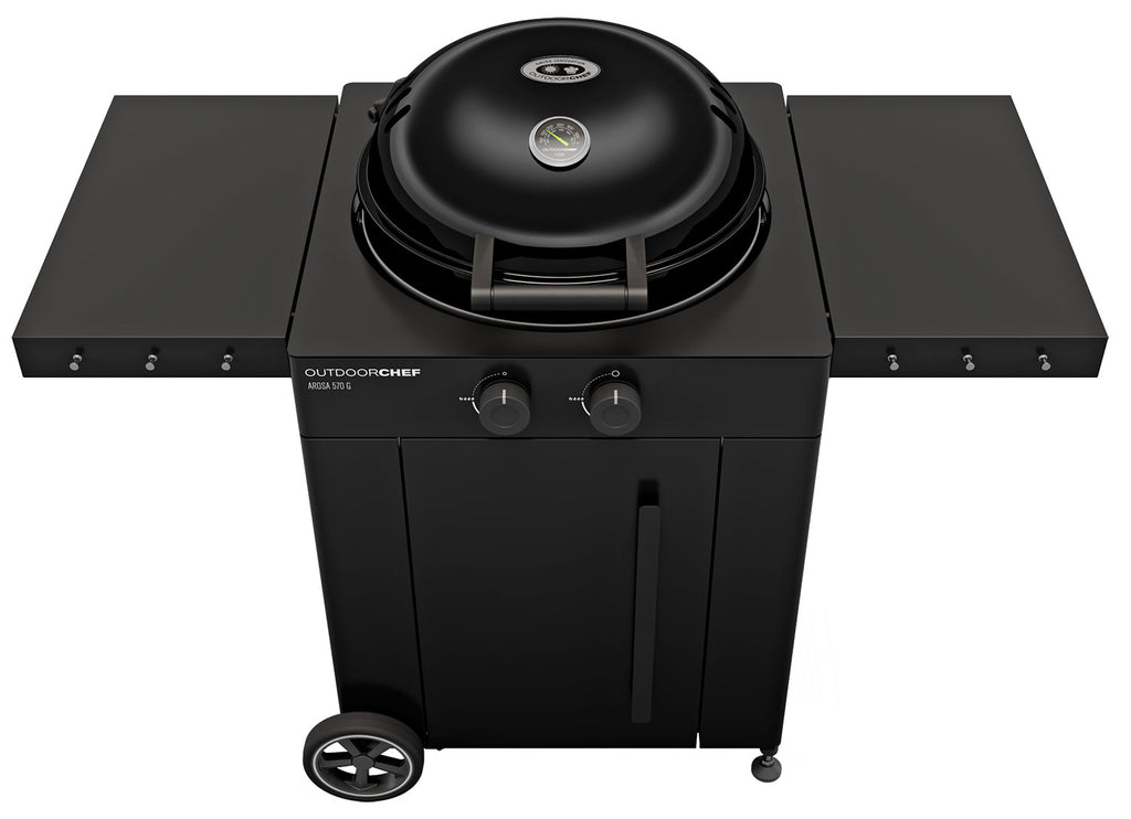 Kulegassgrill Arosa 570 G Evo Black Style forfra med åpnet lokk