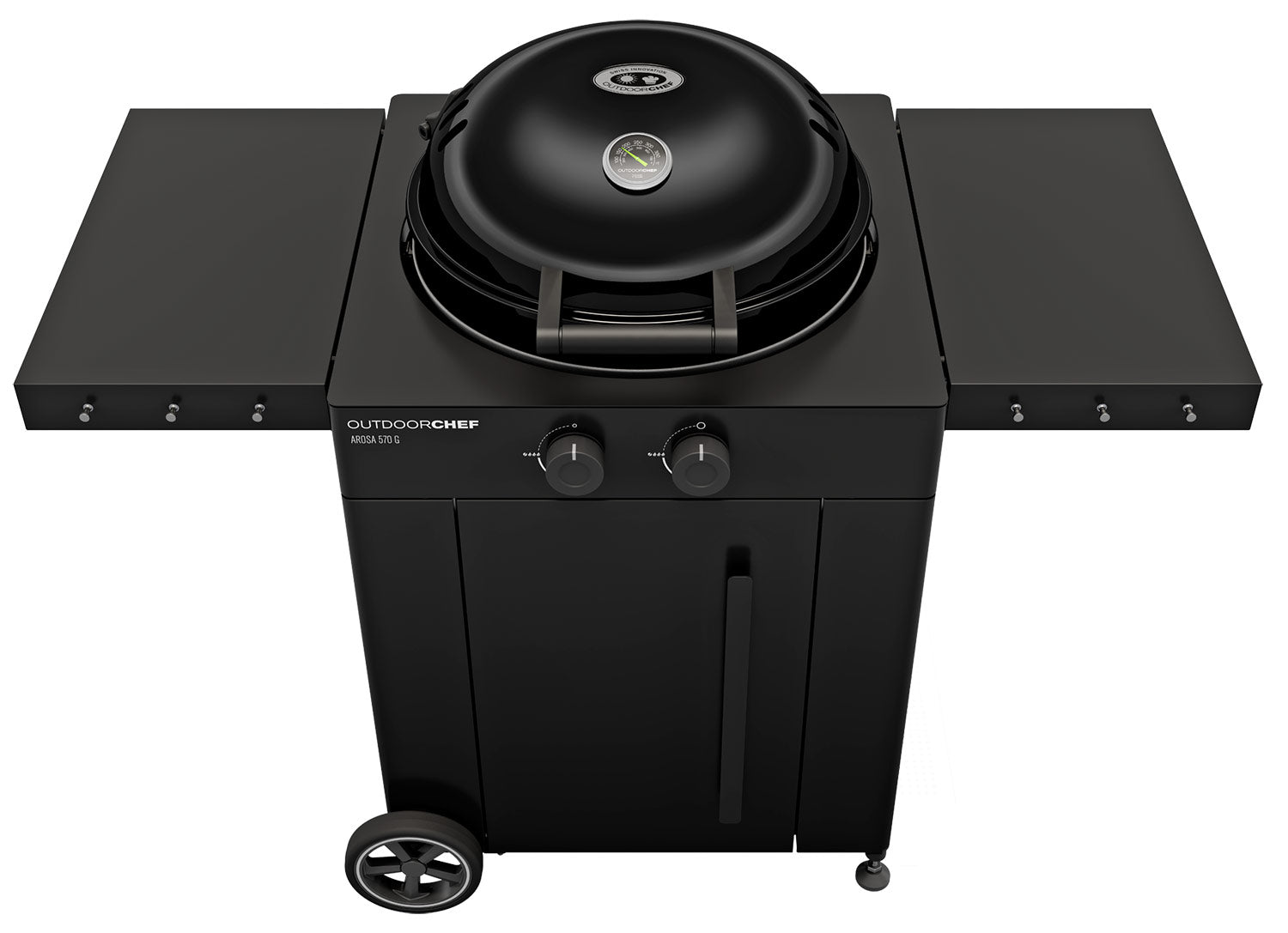 Kulegassgrill Arosa 570 G Evo Black Style forfra med åpnet lokk
