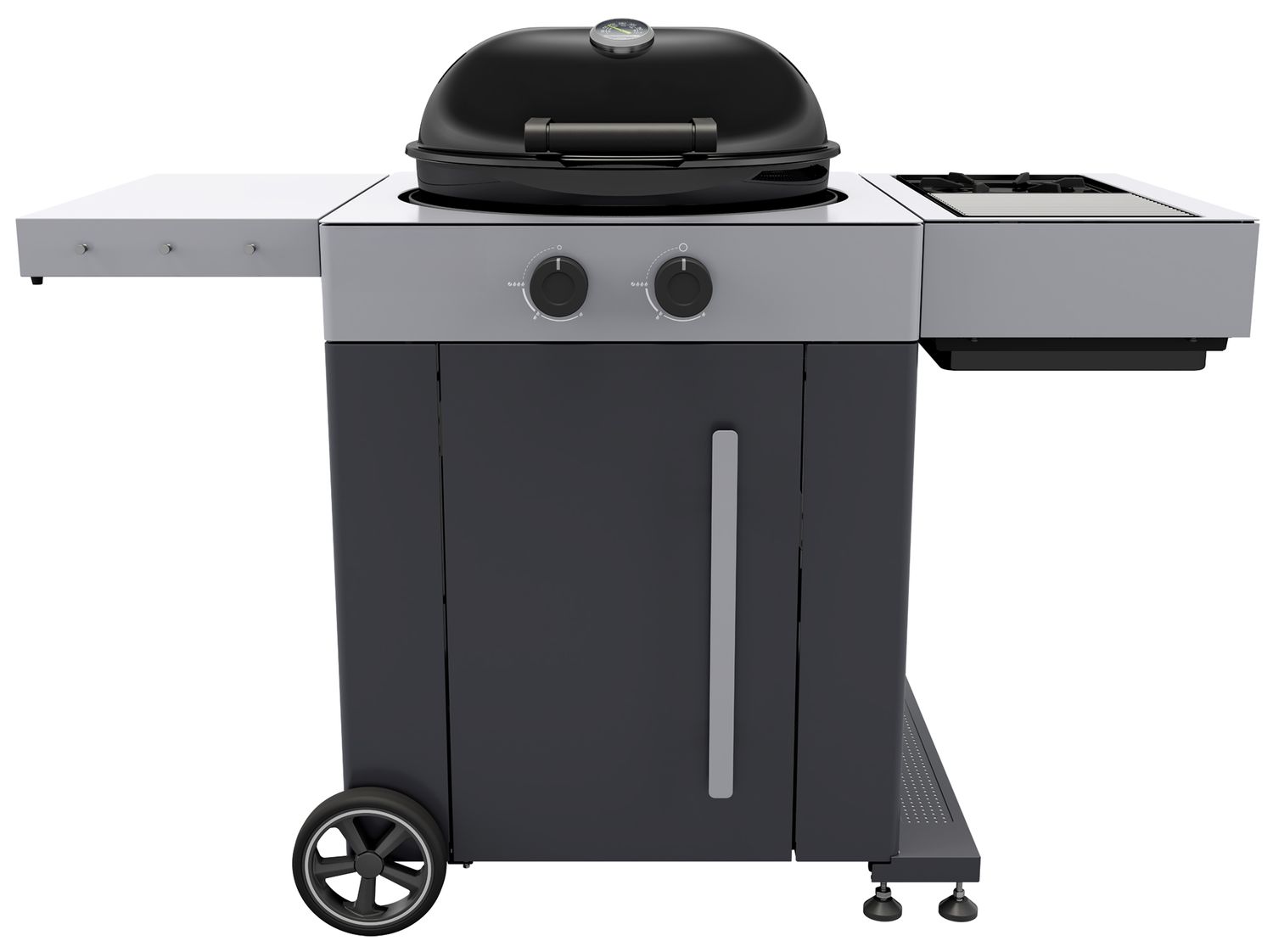 Oversikt over Kulegassgrill Arosa 570 G Grey Steel EVO Blazing Zone med sider slått ut