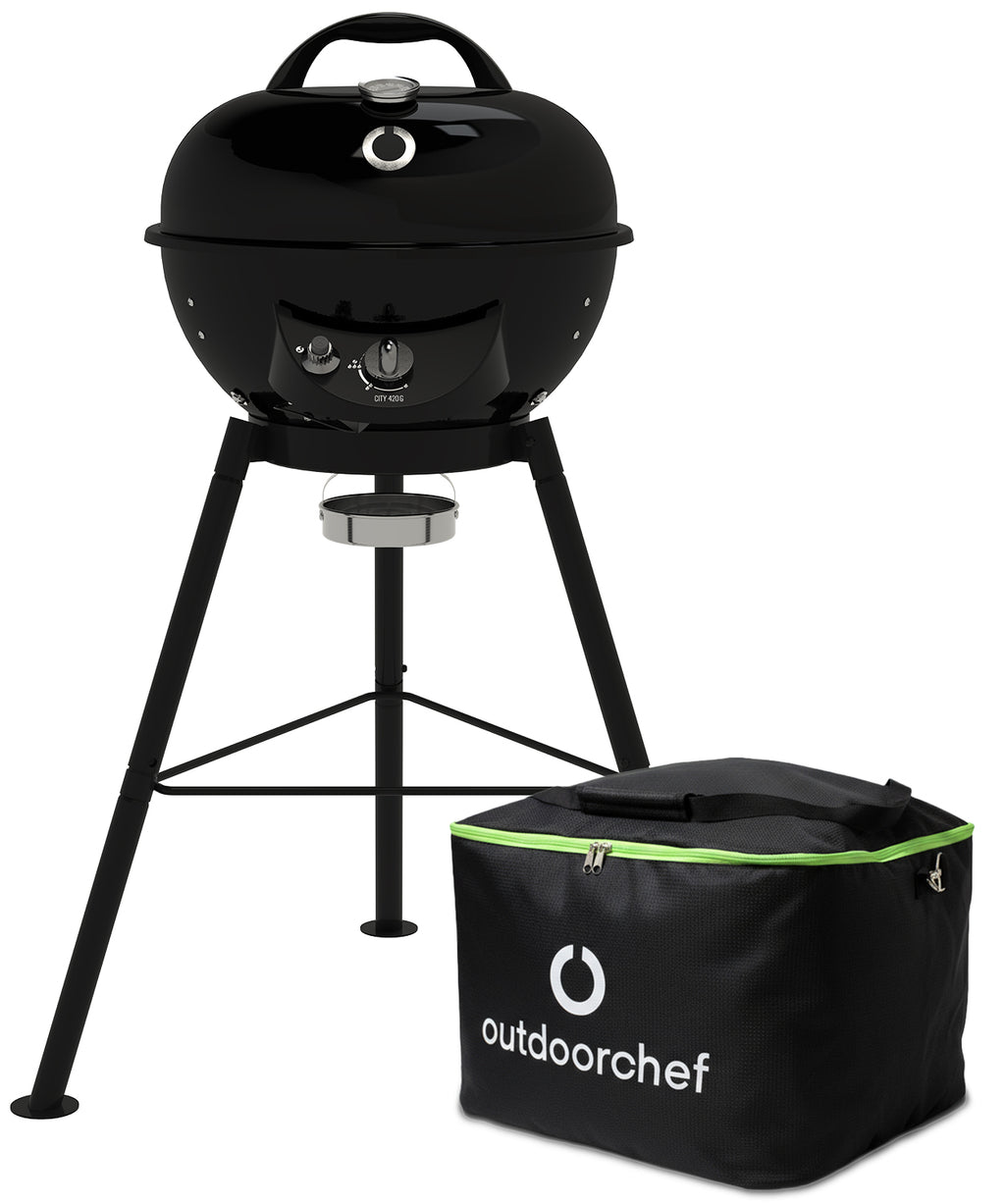 Kulegassgrill City 420 G SE Black med veske forfra