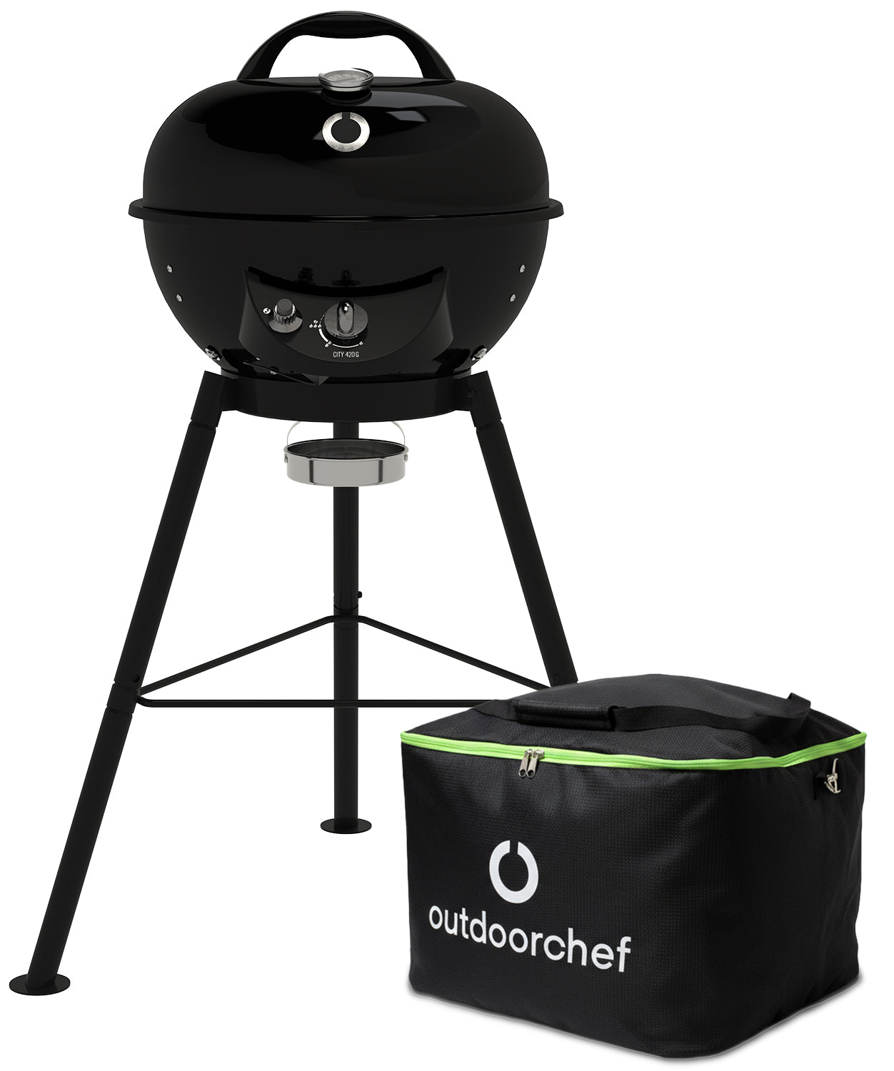 Kulegassgrill City 420 G SE Black med veske forfra
