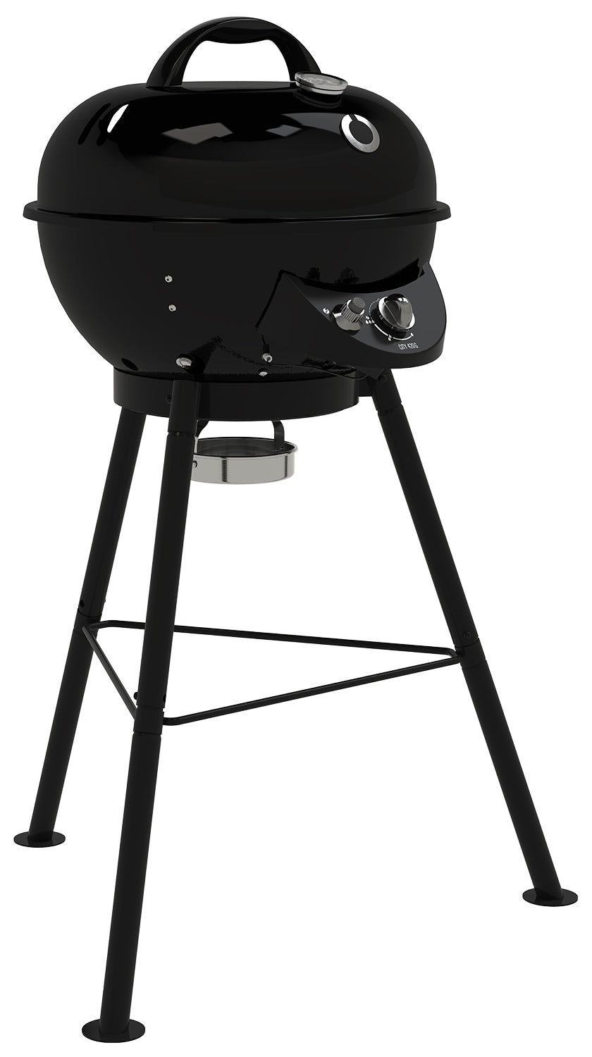 Nærbilde av termometer på Kulegassgrill City 420 G SE Black med veske