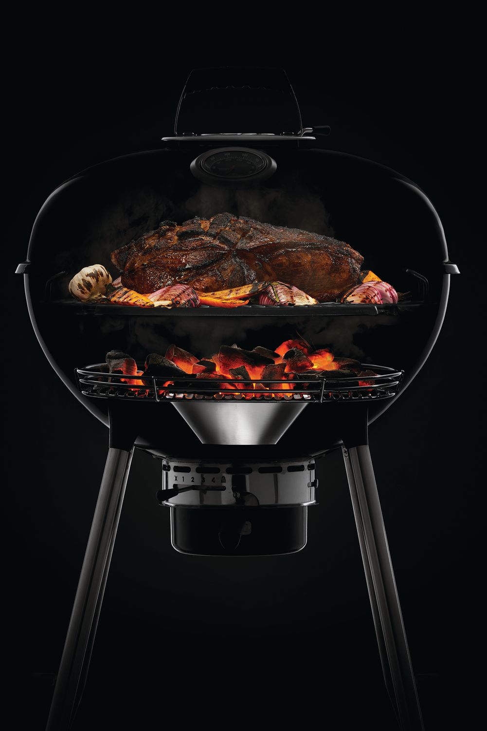 Nærbilde av termometer på Kulegrill 47 cm rustfritt stål rist - Napoleon
