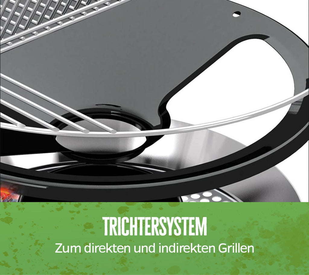 Detalj av Kulegrill Chelsea 480 C svart trichtersystem
