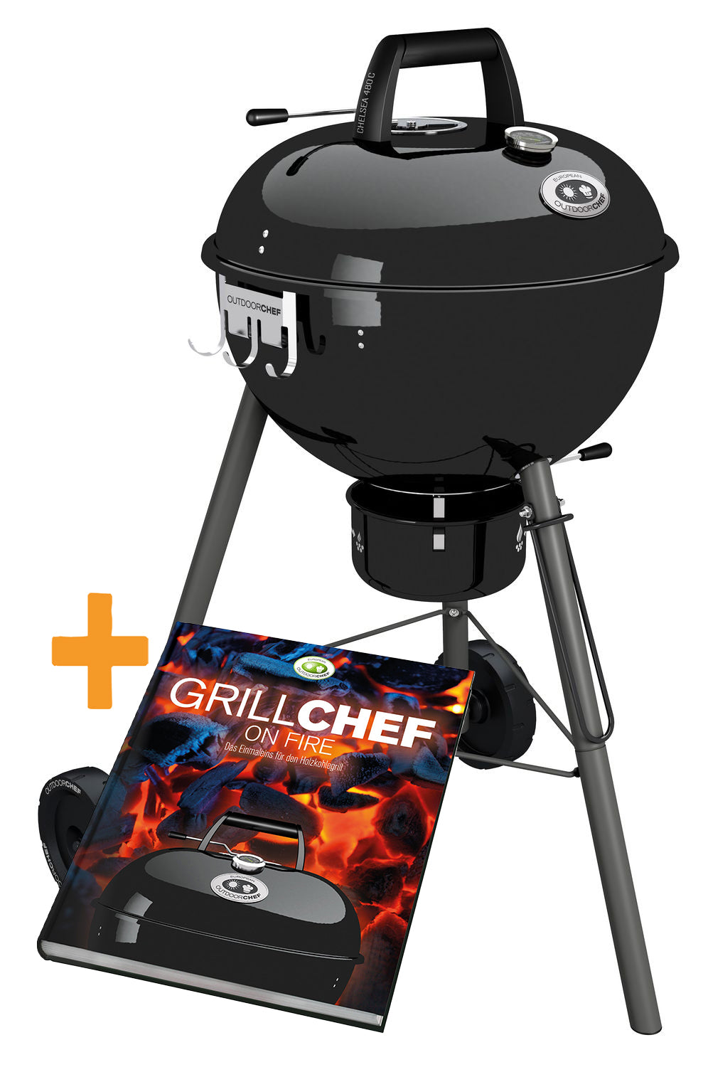 Kulegrill Chelsea 480 C svart inkl. grillbok forfra