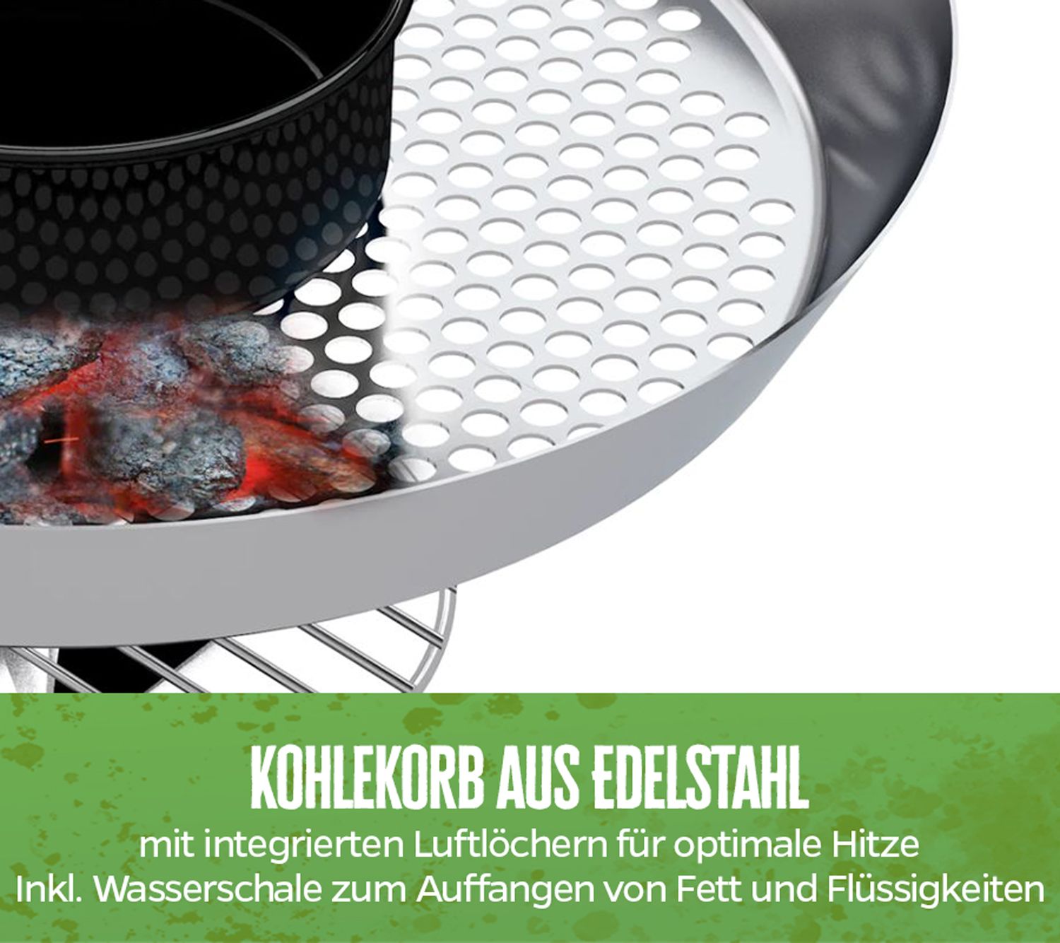 Montert Kulegrill Chelsea 480 C svart med åpent lokk
