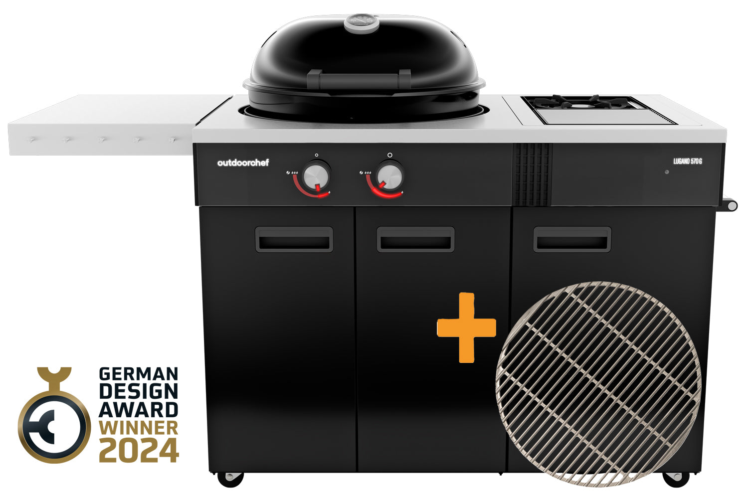Kulegrill Lugano 570 G EVO II Plus med grillrist forfra