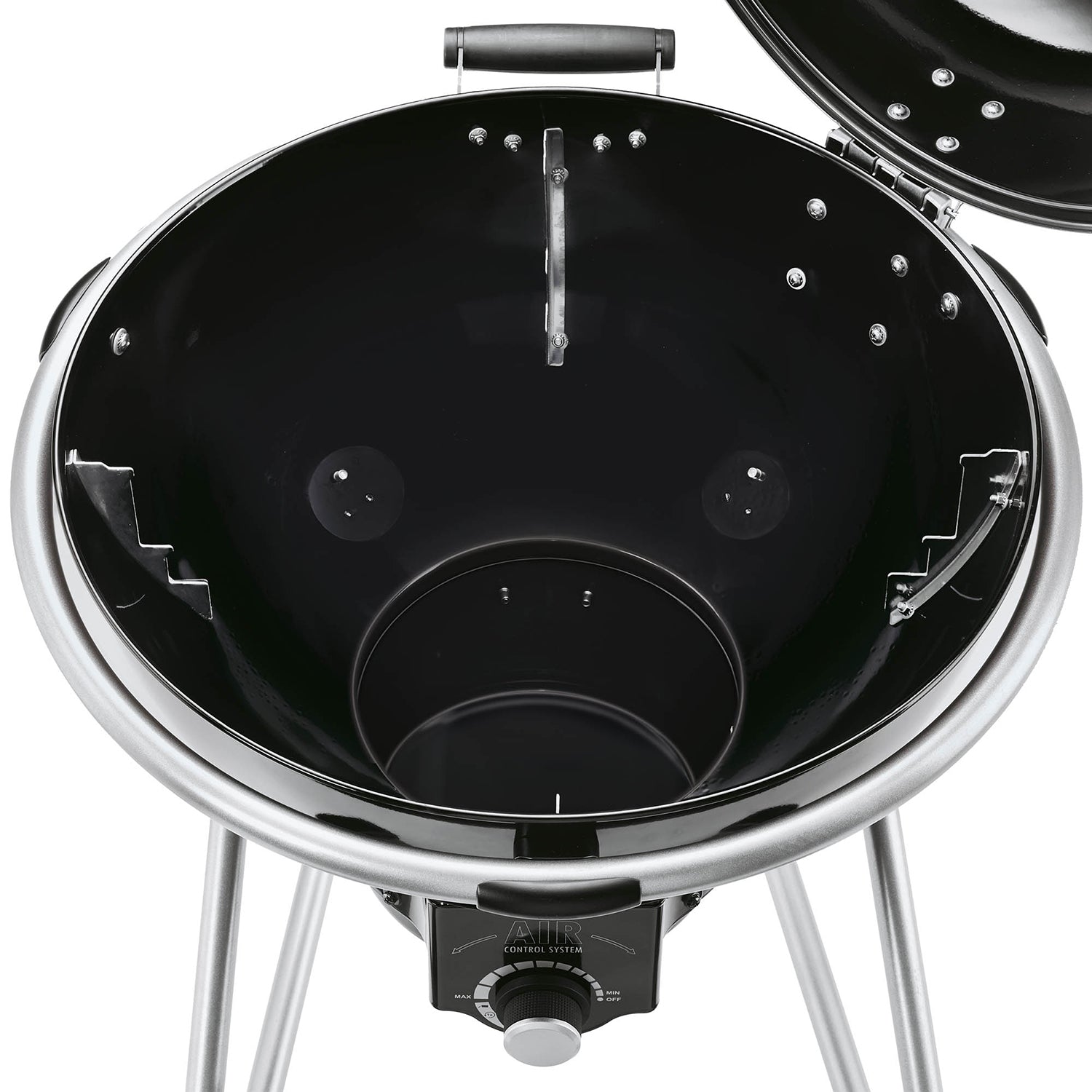 Detalj av AIR Control System på Kulegrill No.1 F60 Air 59 cm rustfritt stål rist