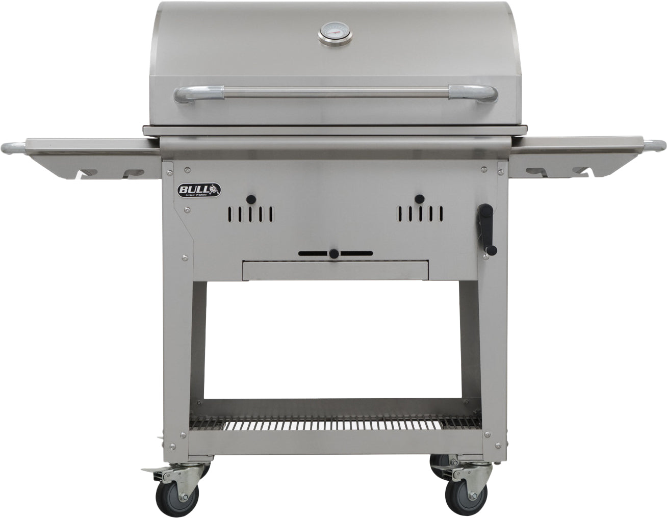 Kullgrill Bison grillstasjon rustfritt stål 76x49 cm fra BULL forfra