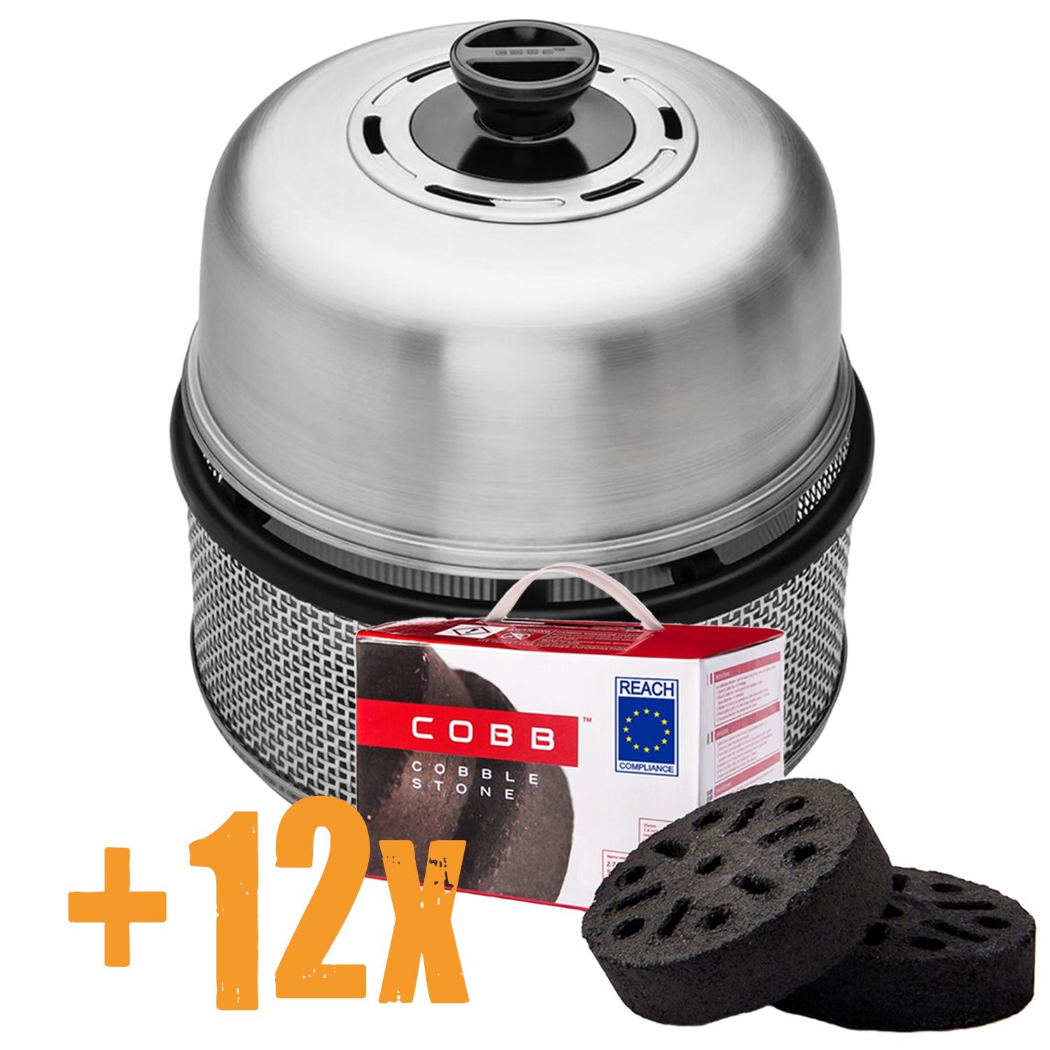 Kullgrill Premier AIR Deluxe med 12x Cobble Stones forfra