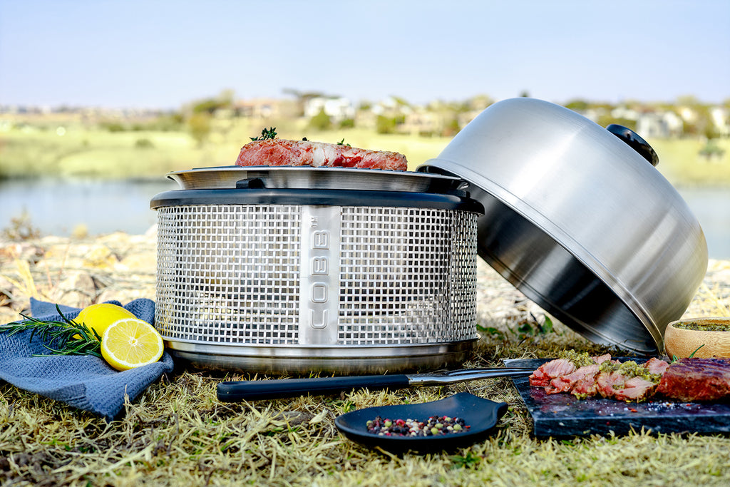 Kullgrill Premier AIR Deluxe med grillplate og panne bakside