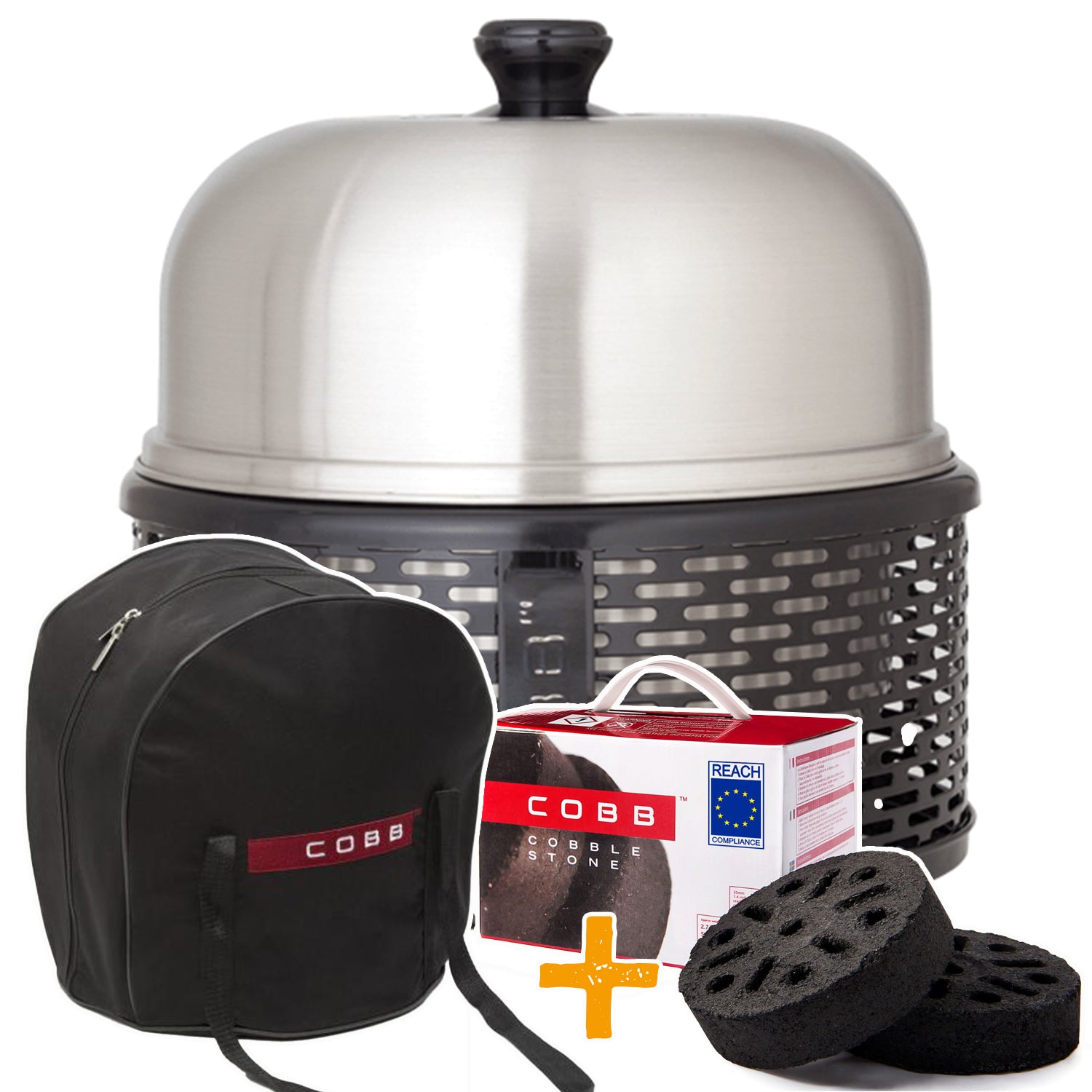 Kullgrill Pro Black sett med grillplate og bæreveske forfra