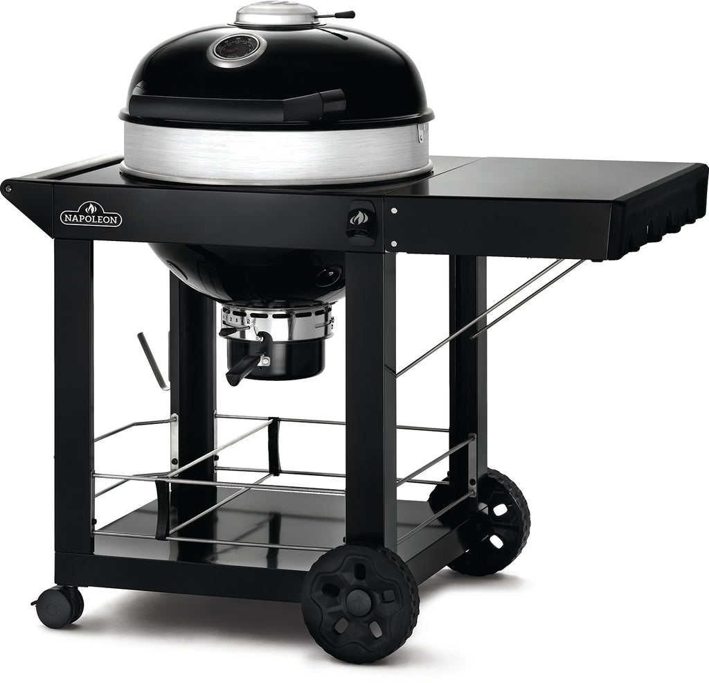 Kullgrill PRO-CART kulegrill 57 cm med vogn og støpejernsrist forfra