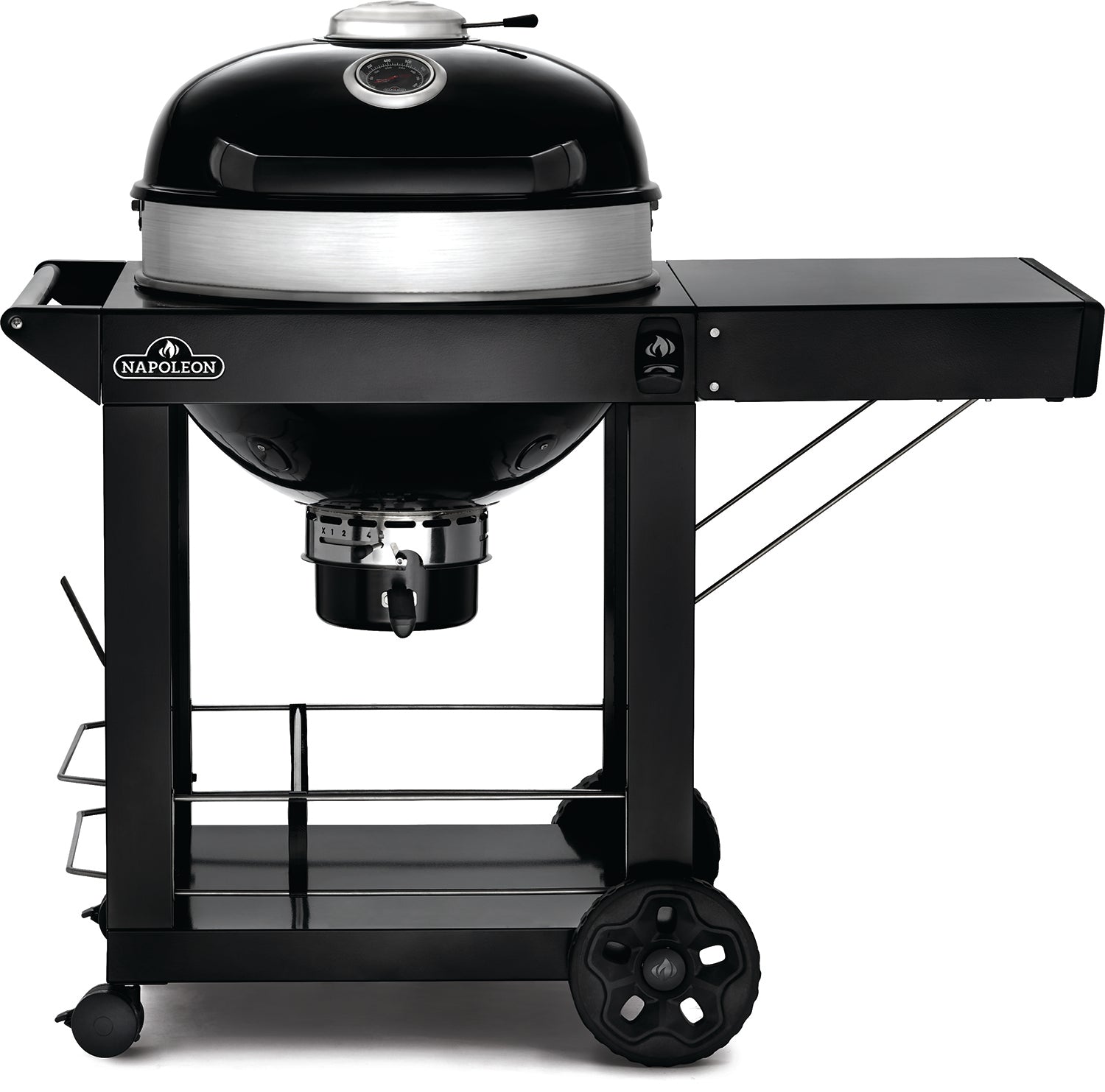 Kullgrill PRO-CART kulegrill 57 cm med vogn og støpejernsrist bakside