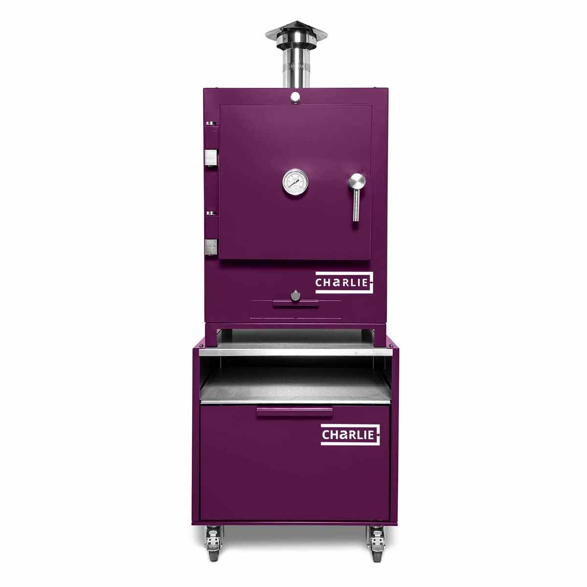 Nærbilde av luftventiler på Kullovn Cheeky bordmodell Beetroot - Charlie Oven