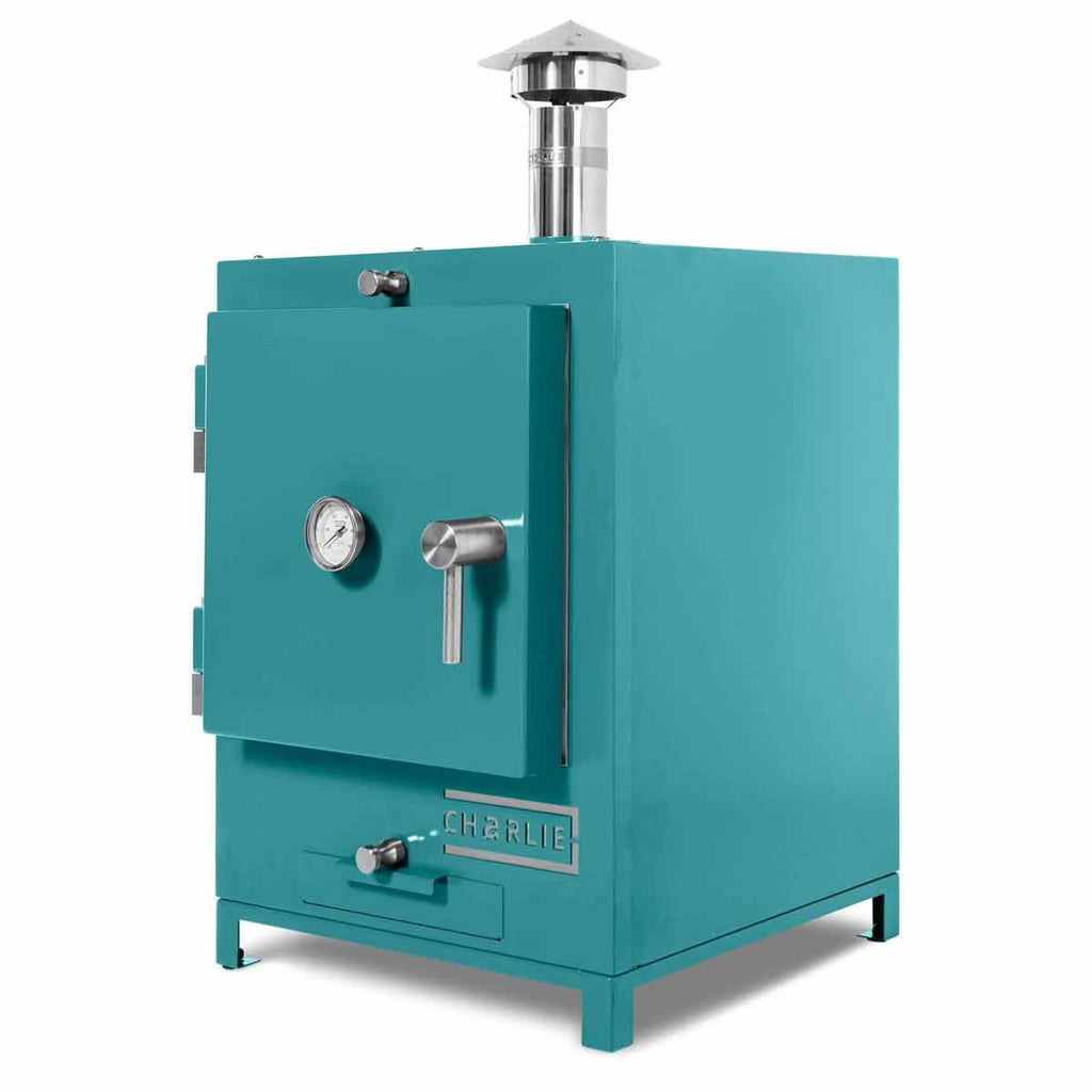 Detalj av grillrister på Kullovn Cheeky bordmodell Teal Duck - Charlie Oven