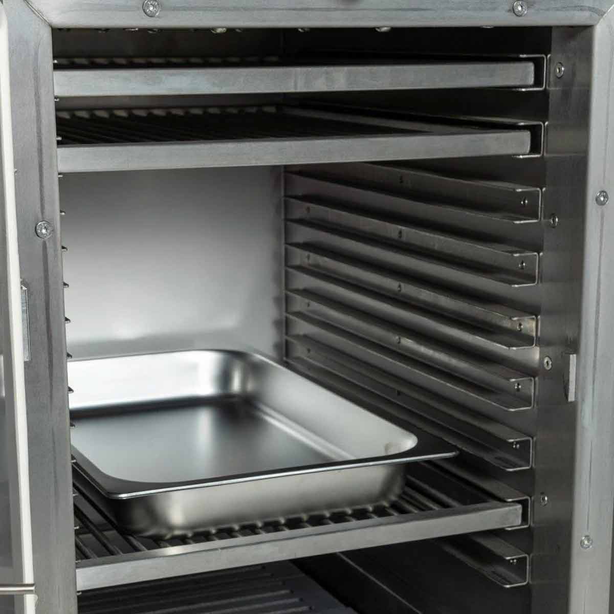 Detalj av kullovn Pro Edition Porcini 9 nivåer - Charlie Oven i rustfritt stål