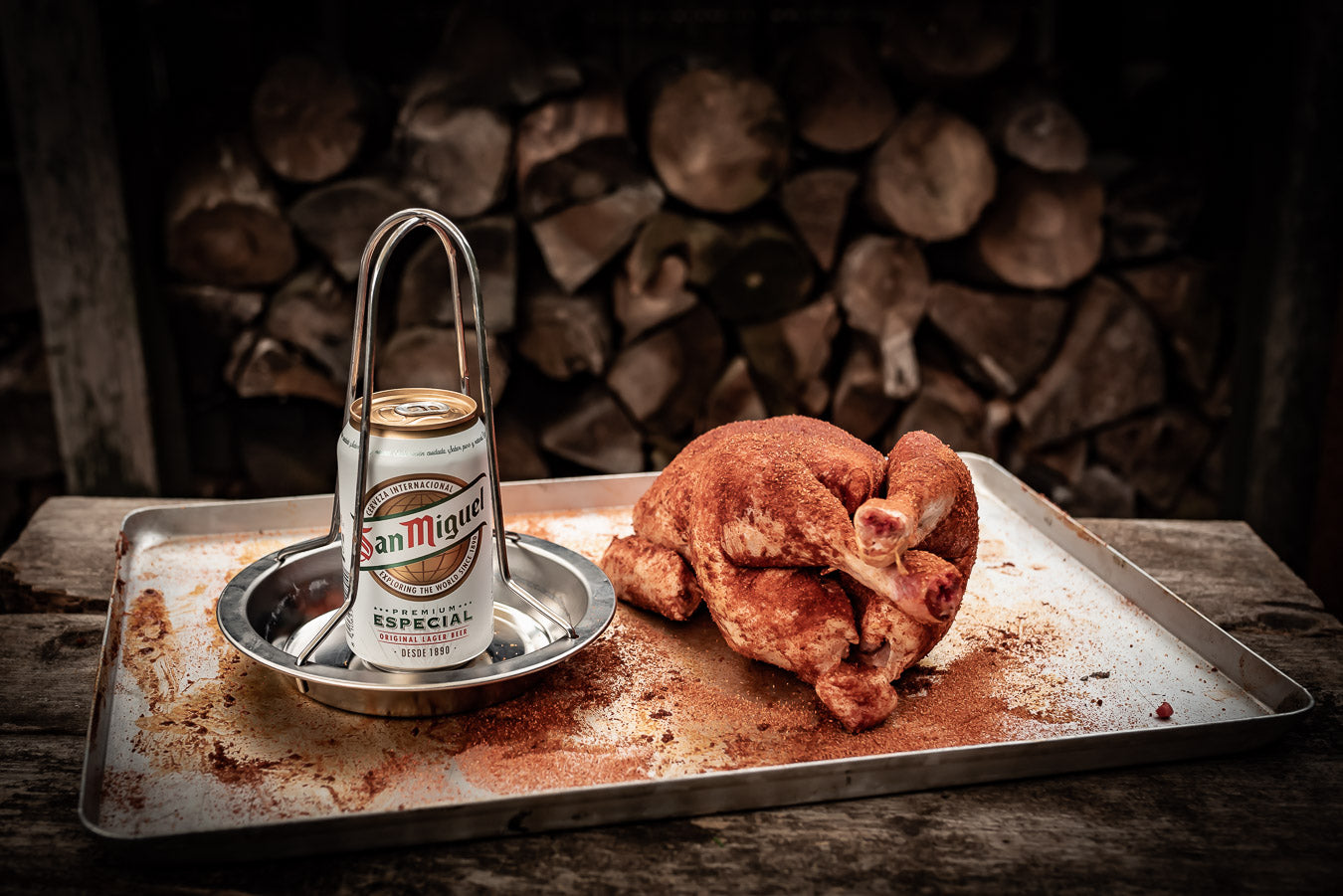 Kyllingholder med fettoppsamler rustfritt stål Grillfürst bakside