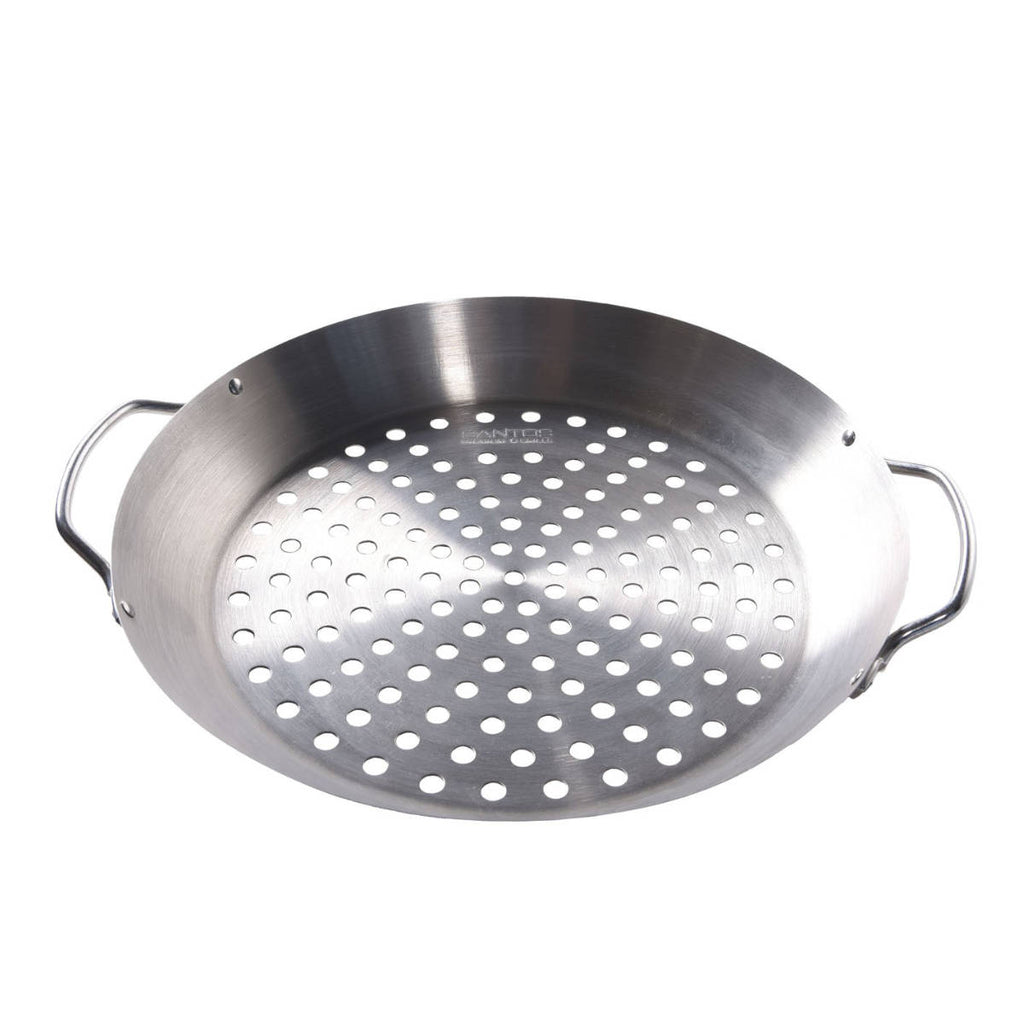 Montert kyllingholder og grønnsakskurv rustfritt stål 3-delt Ø 30 cm - SANTOS på grill
