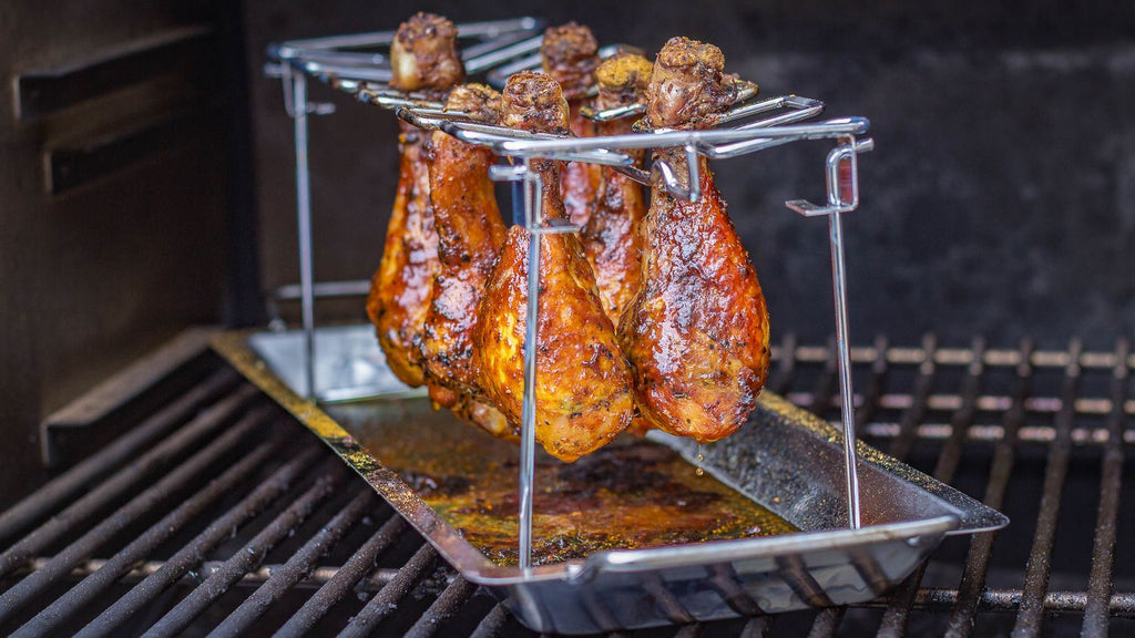Kyllingvingeholder rustfritt stål 12 plasser 45 cm - Grillfürst bakside