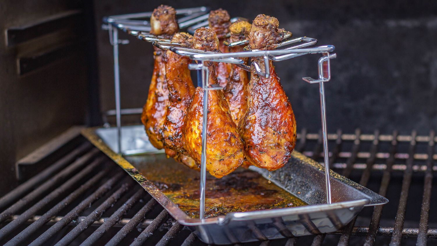 Kyllingvingeholder rustfritt stål 12 plasser 45 cm - Grillfürst bakside