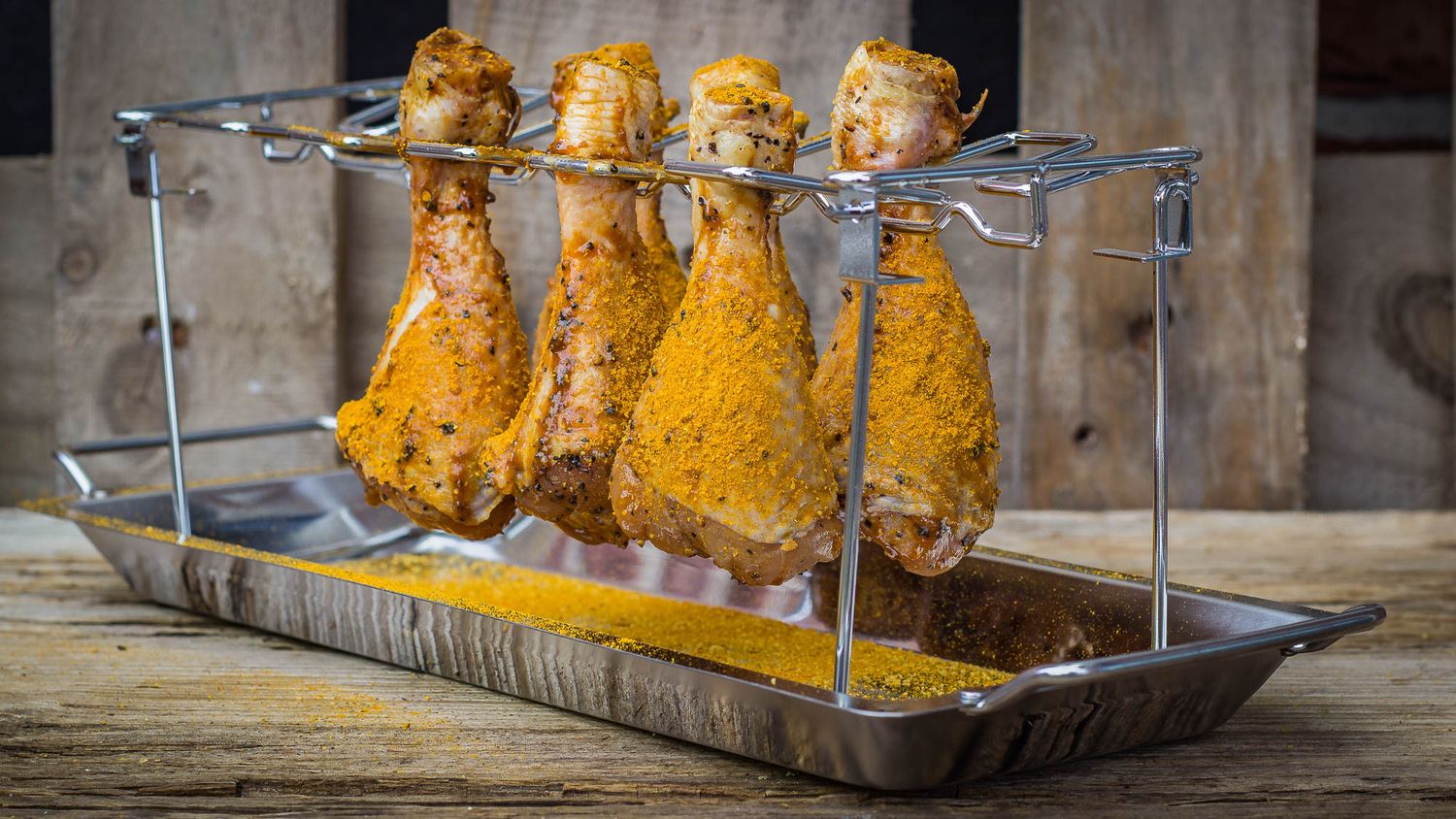 Nærbilde av kyllingvingeholder rustfritt stål 12 plasser 45 cm - Grillfürst