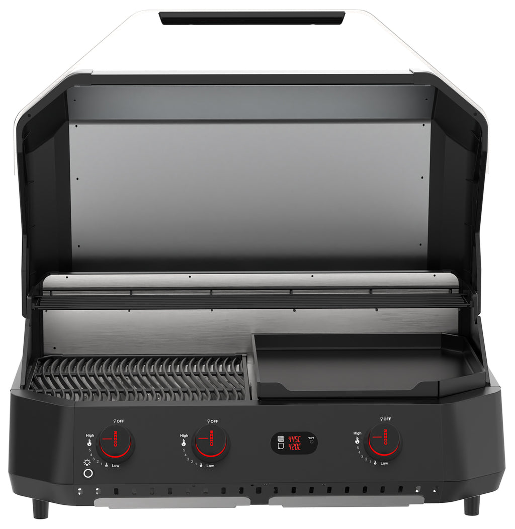 Led-belysning på kontrollknapper på Plancha grill G-800 Combo med grillsett
