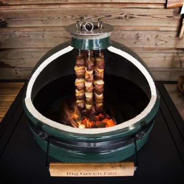 Bakside av LETZQ Tandoor sett med 6 spyd rustfritt stål for Big Green Egg