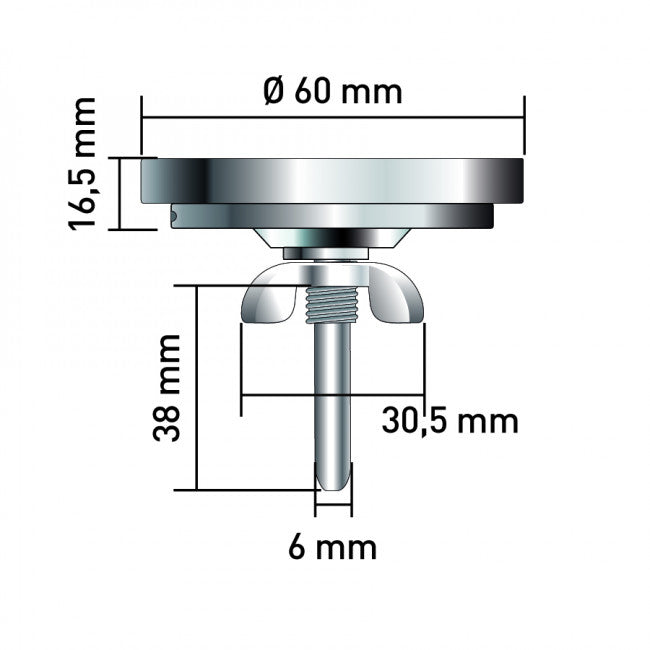 Lokk-termometer 260 °C 6,5 cm rustfritt stål - Thüros bakside
