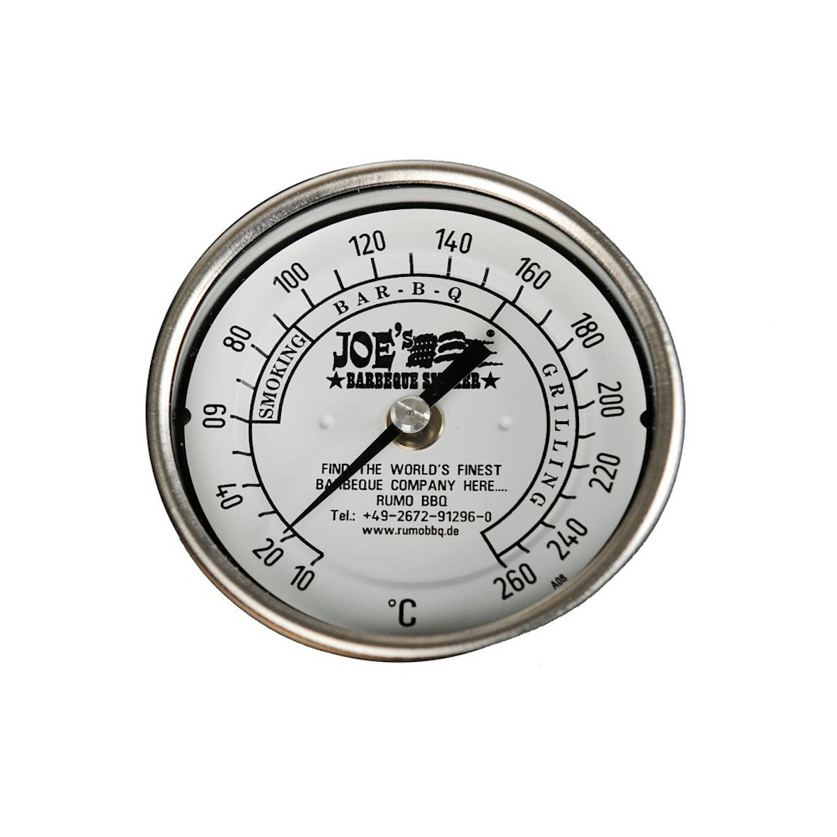 Lokk-termometer rustfritt stål Ø 8,5 cm - Joe's Barbeque forfra
