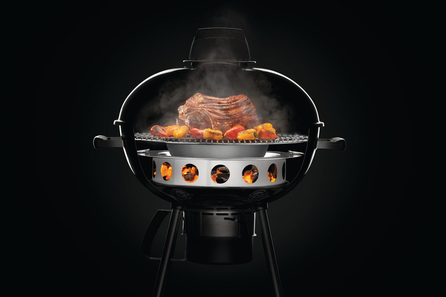 Low & Slow innsats for kulegrill 57 cm rustfritt stål Napoleon detalj