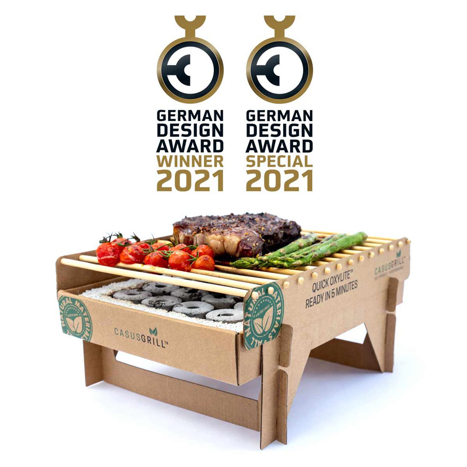 Miljøvennlig engangsgrill biologisk nedbrytbar 32x24 cm CasusGrill bakside