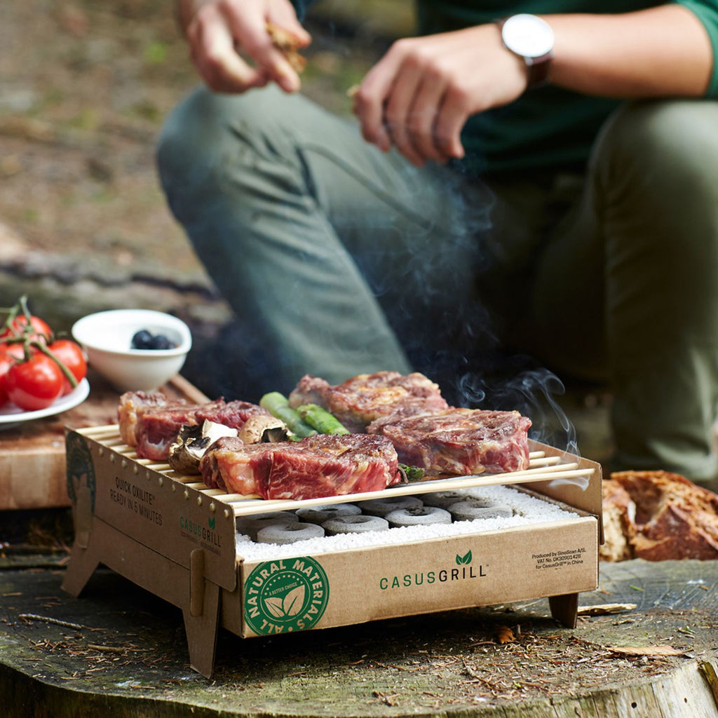 Montert Miljøvennlig engangsgrill biologisk nedbrytbar 32x24 cm CasusGrill