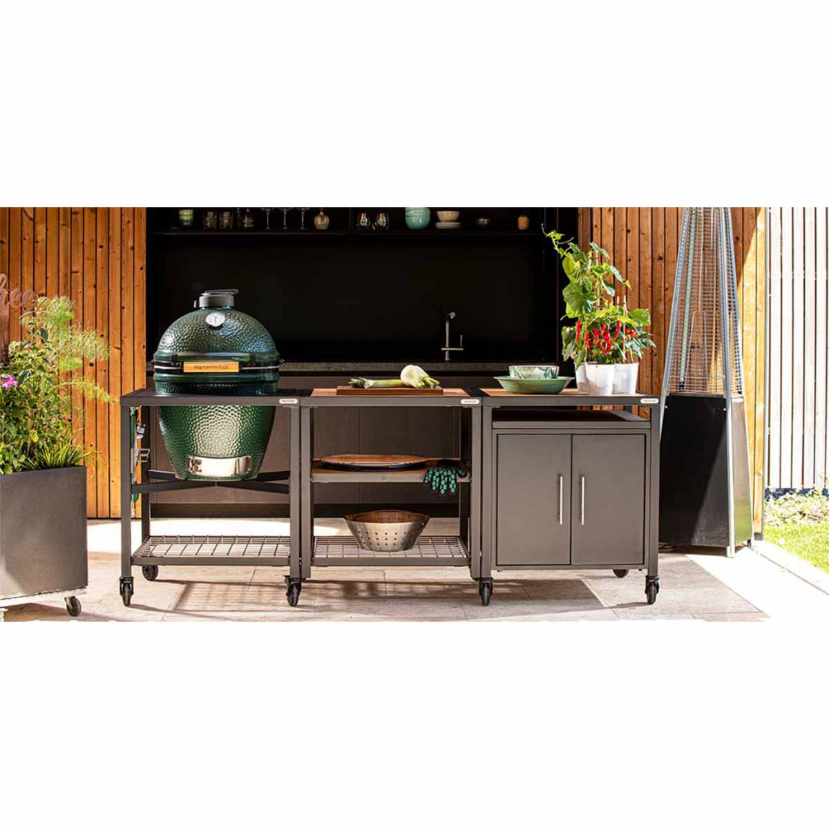 Modulært utekjøkken utvidelsesskap - Big Green Egg montert