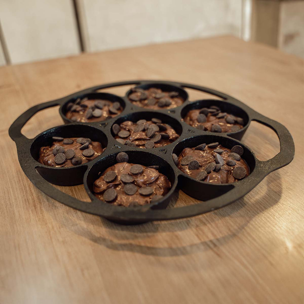 Muffinform støpejern for 7 muffins - SANTOS montert på grill