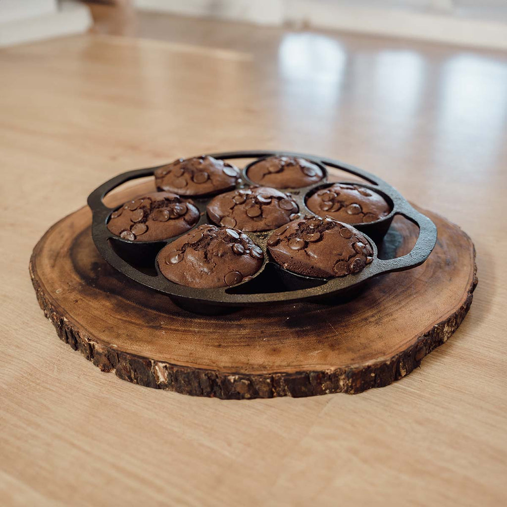 Muffinform støpejern for 7 muffins - SANTOS med muffins