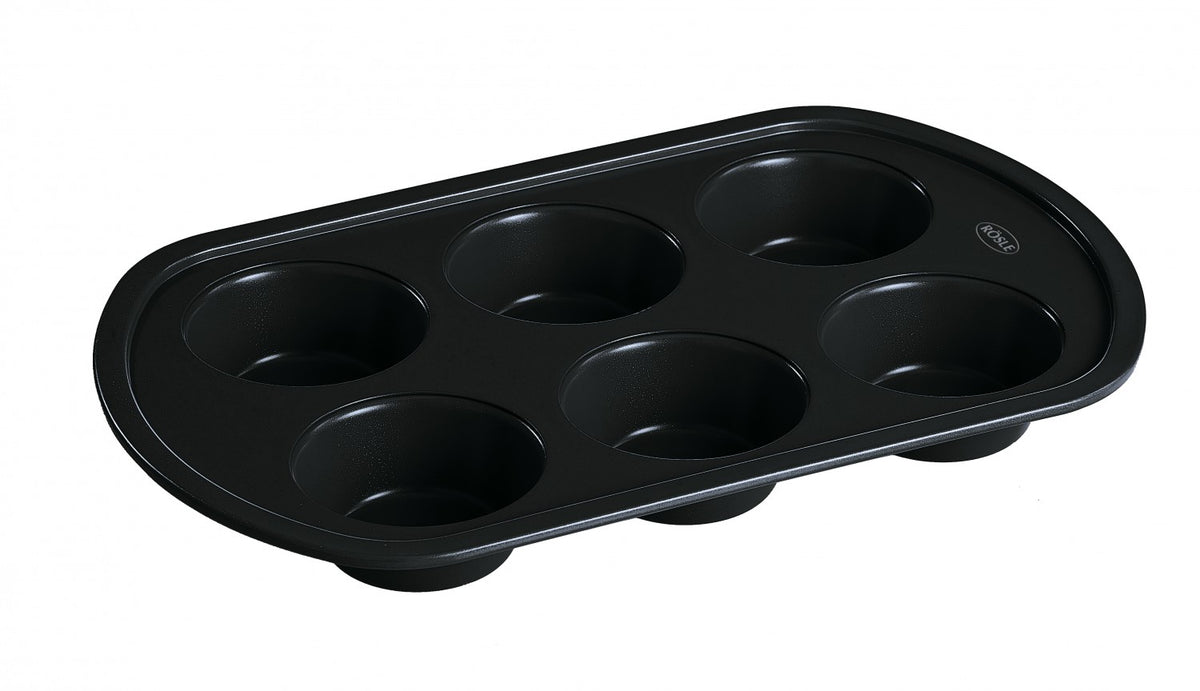 Muffinsform 6 stk med belegg for grill - Rösle sett forfra