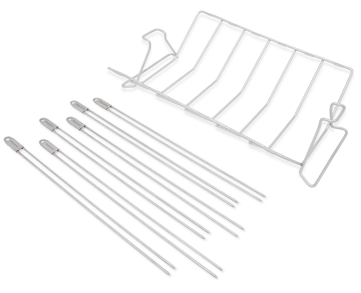 Multistativ grillkurv ribbestativ og spydstativ - Broil King bakside