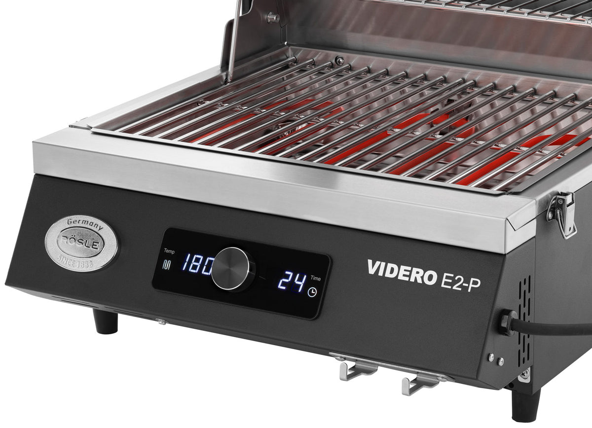 Nærbilde av kontrollpanel på Elektrisk grill Videro E2-P campinggrill 2800W