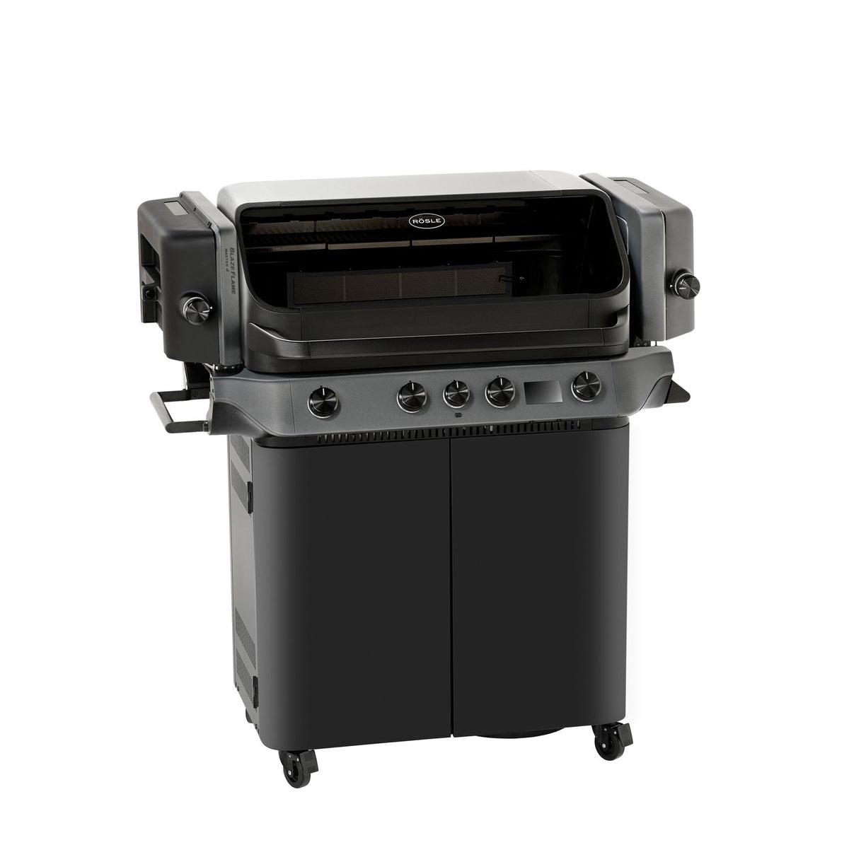 Nærbilde av kontrollpanel på Gassgrill BLAZEFLAME Master 4 med sidebrenner