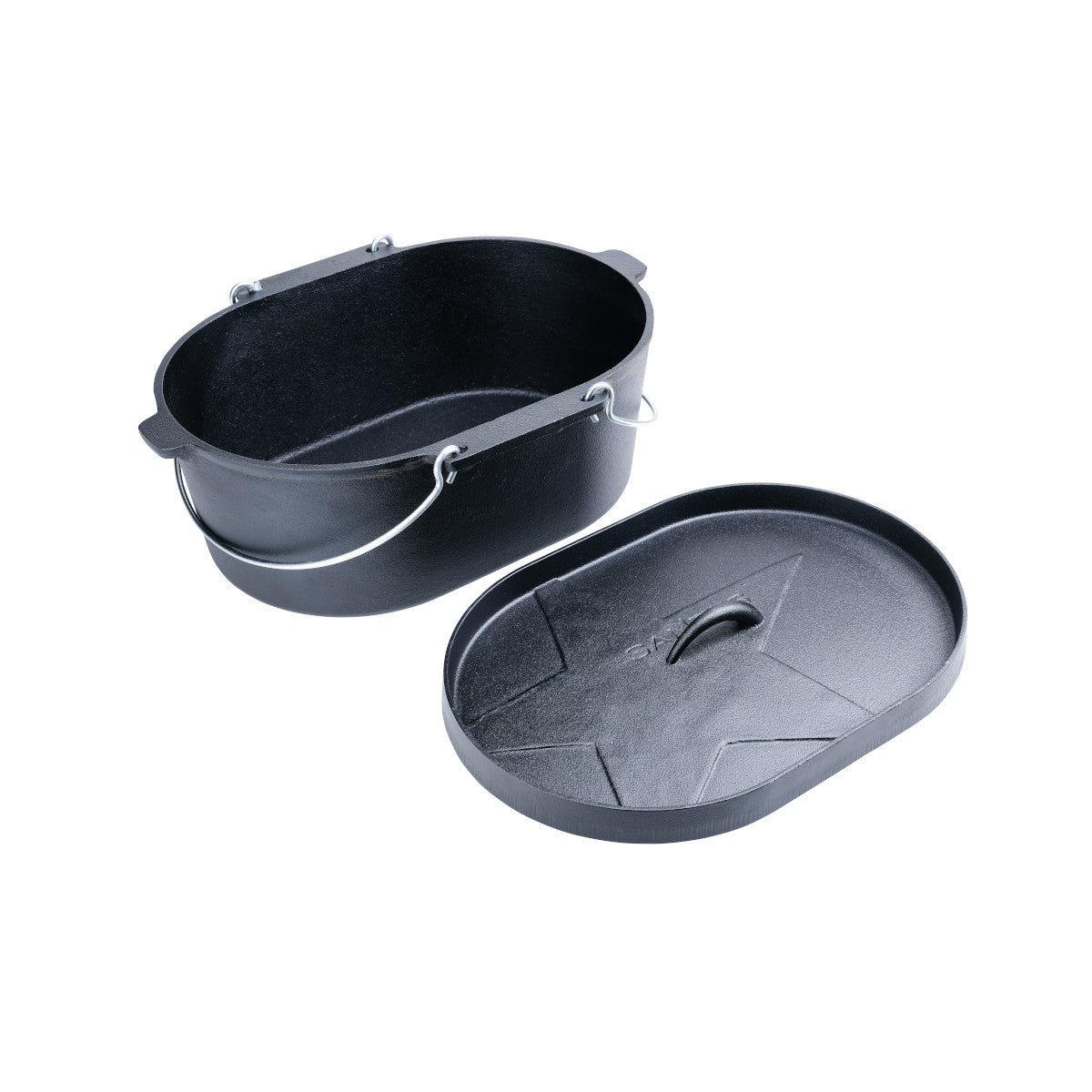 Oval støpejernsform med lokk 42x31 cm - SANTOS forfra