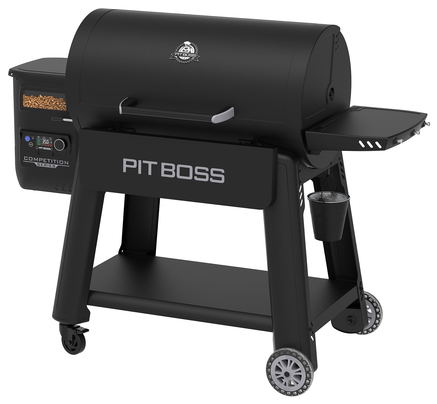 Pelletsbeholder med synlig nivå på Pelletsgrill Competition Series 1600 med WiFi 3 nivåer