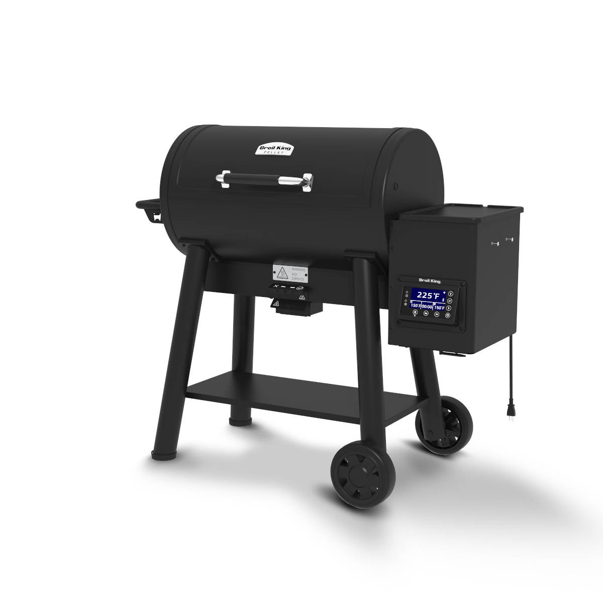 Montert Pelletsgrill Crown Pellet 500 med grilltrekk i bruk