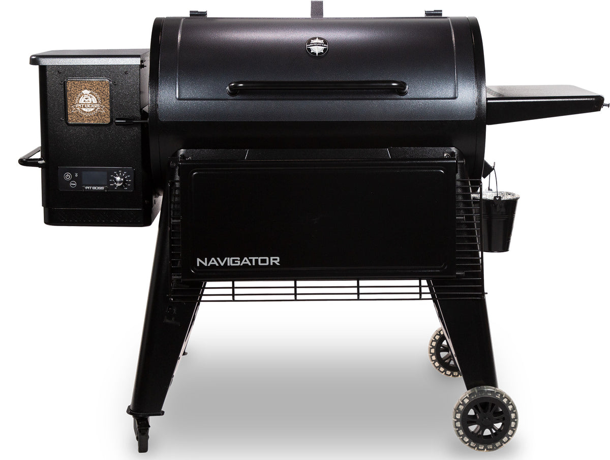 Pelletsgrill Navigator 1150 med grilltrekk støpejernsrist bakside