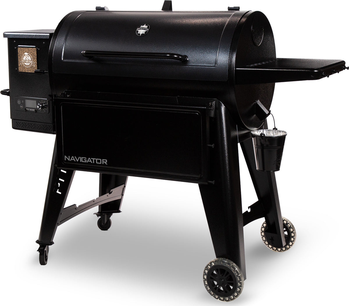 Pelletsgrill Navigator 1150 støpejernsrist 2 nivåer håndtak og hjul
