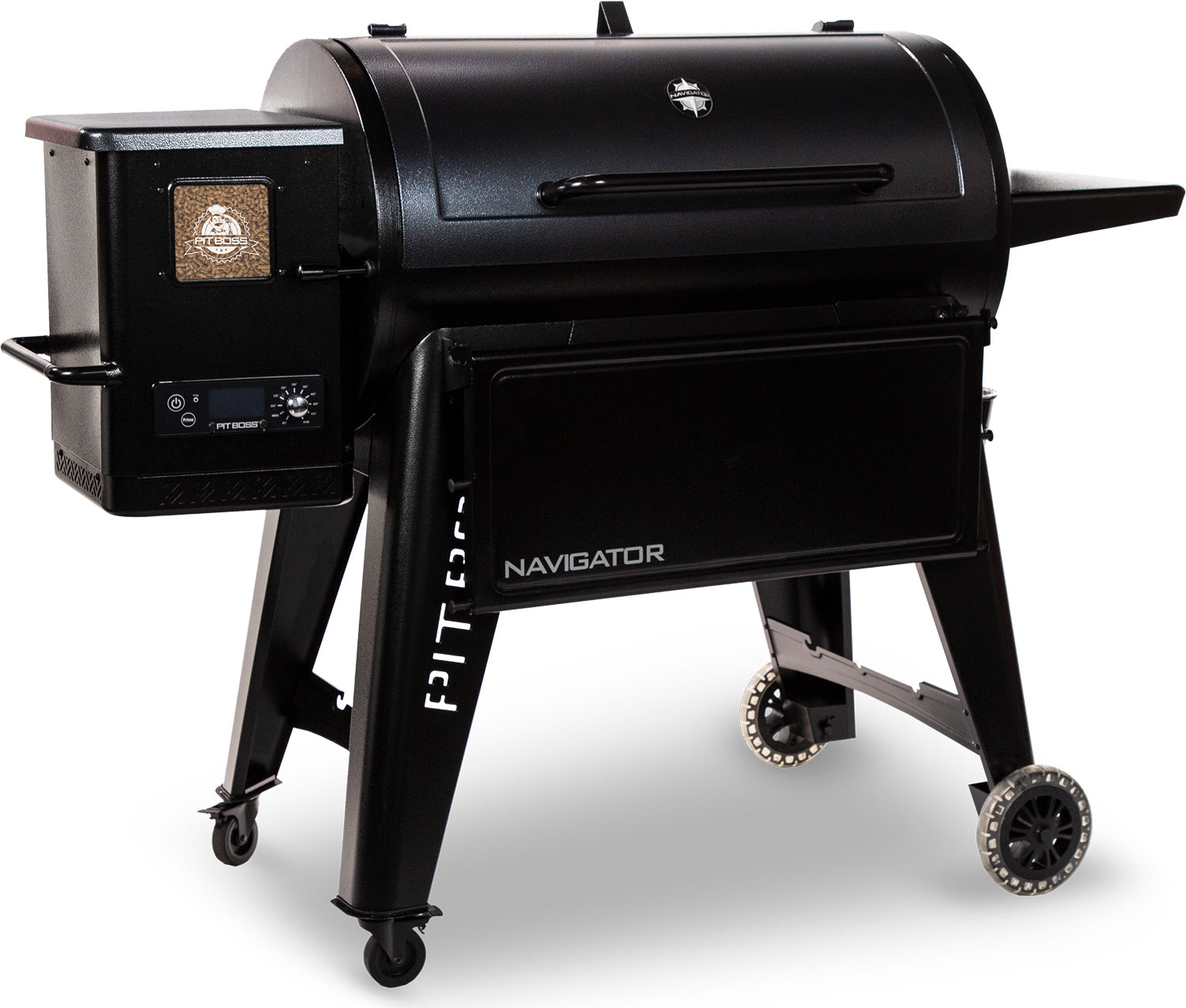 Pelletsgrill Navigator 1150 støpejernsrist 2 nivåer - Pit Boss sidehylle med besteckholder