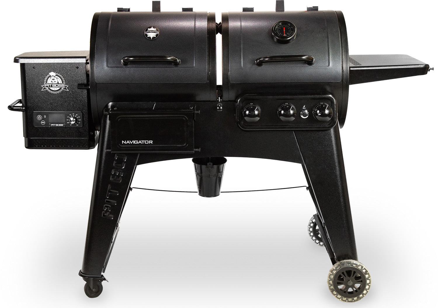 Pelletsgrill Navigator 1230 kombi med gassgrill 3 brennere forfra