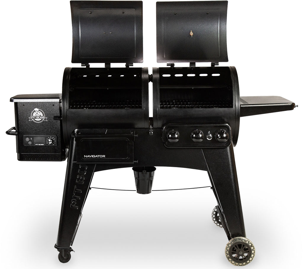 Pelletsgrill Navigator 1230 kombi med gassgrill 3 brennere bakside
