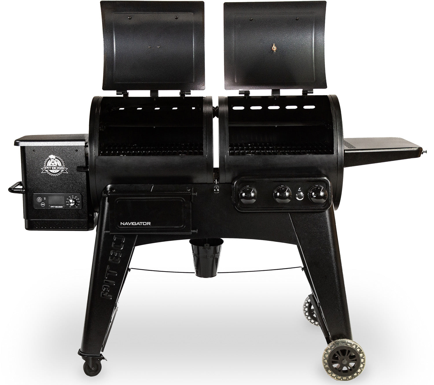 Pelletsgrill Navigator 1230 kombi med gassgrill 3 brennere bakside